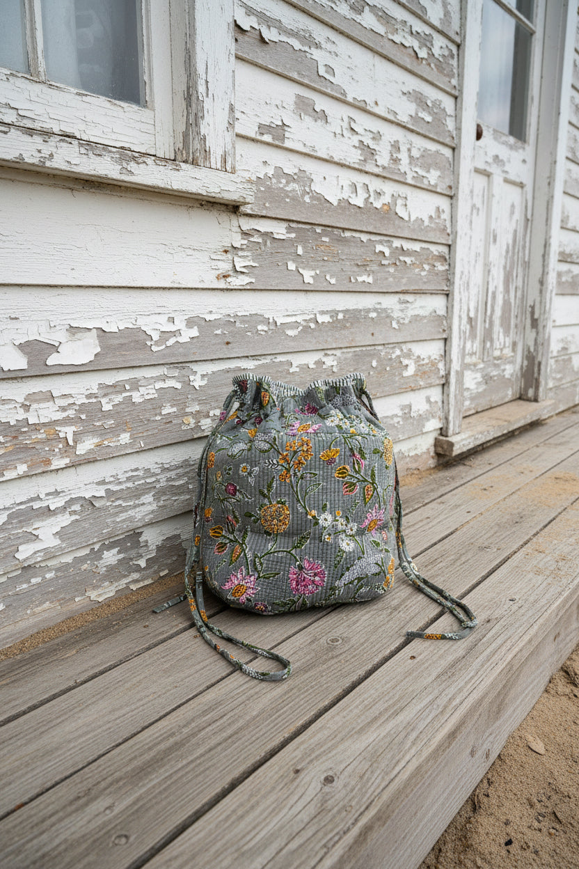 Kantha Drawstring Tote