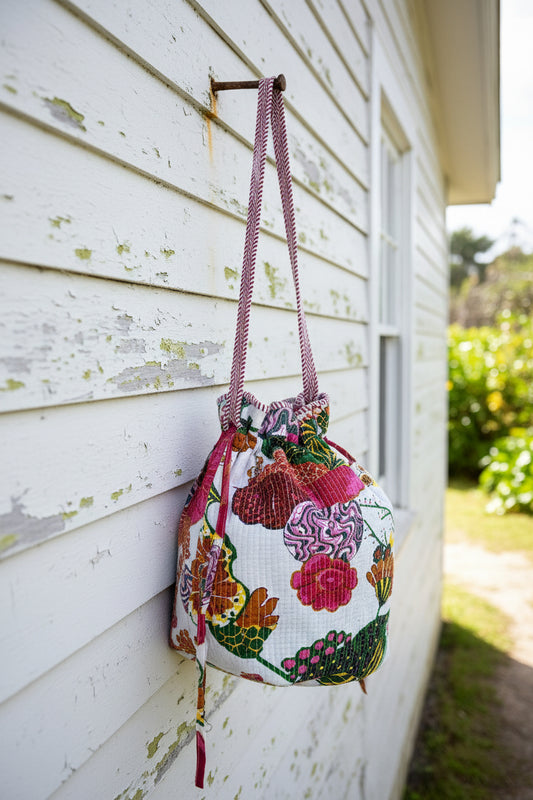 Kantha Drawstring Tote