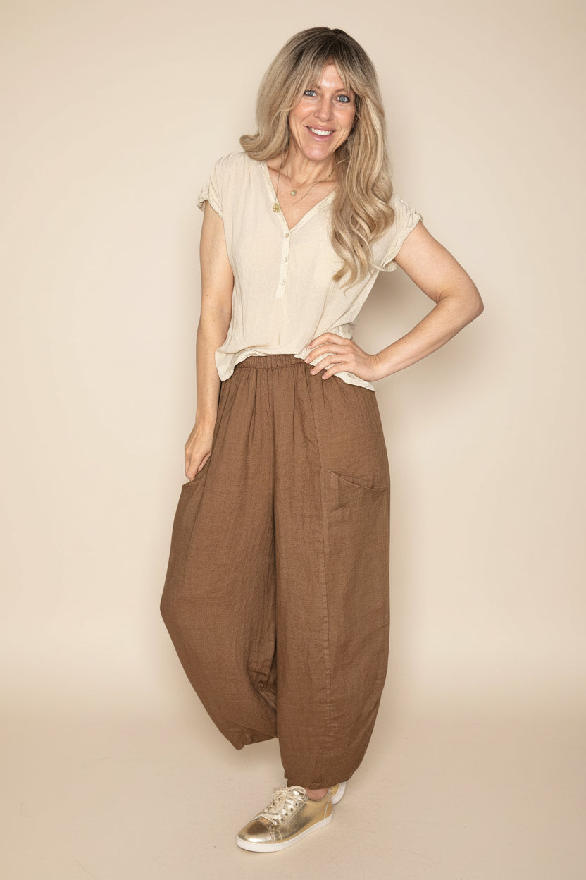Linen Barrel Pant