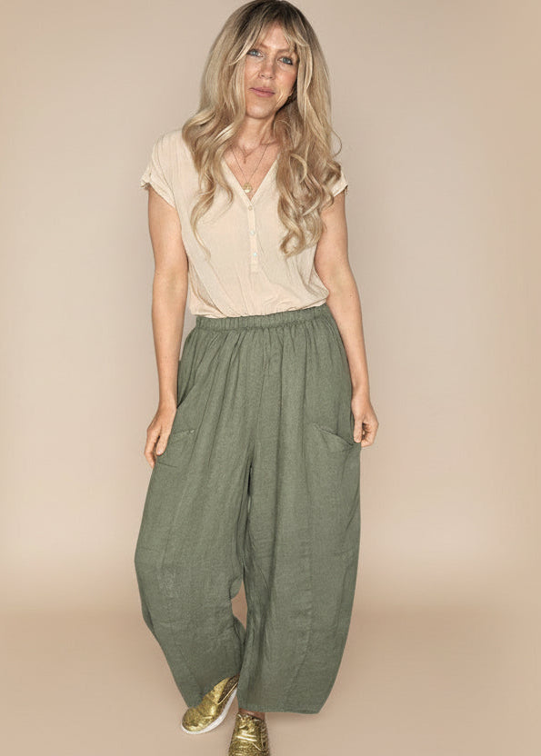 Linen Barrel Pant